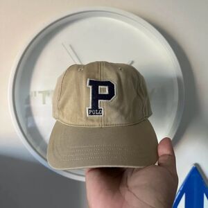 Vintage Polo Ralph Lauren Beige Big P Logo Baseball Cap